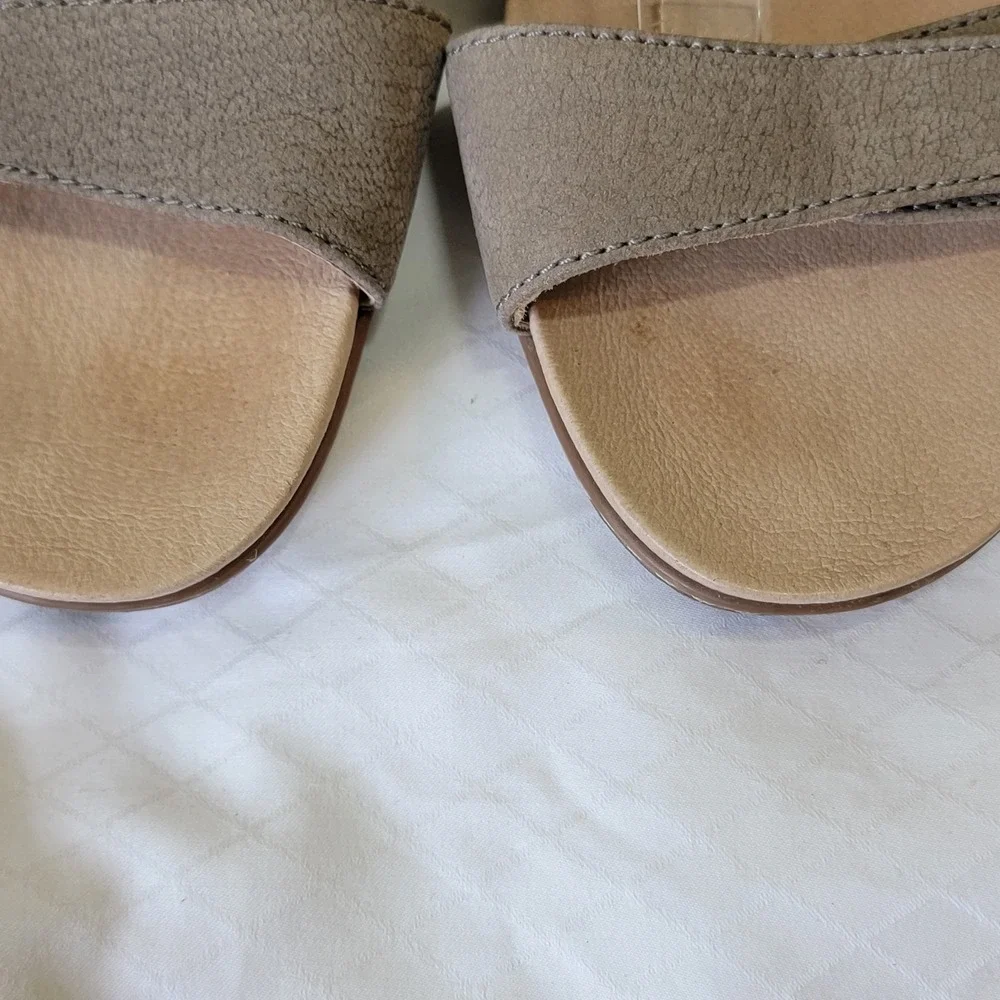 Dansko Allyson Taupe Leather Triple Strap Wedge Slide Sandals EU 40 US 9.5-10
